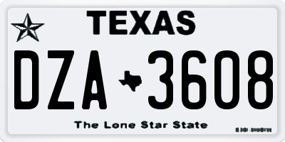 TX license plate DZA3608