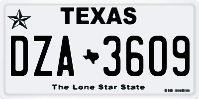 TX license plate DZA3609