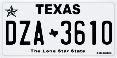 TX license plate DZA3610