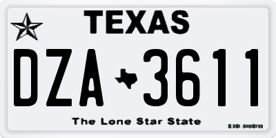 TX license plate DZA3611