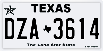 TX license plate DZA3614