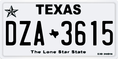 TX license plate DZA3615