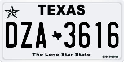 TX license plate DZA3616