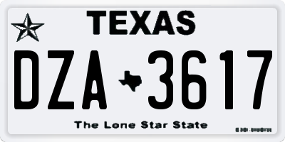 TX license plate DZA3617