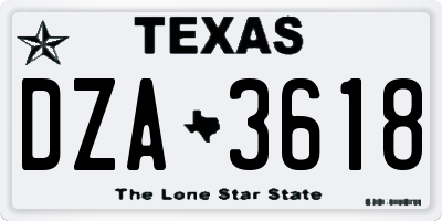 TX license plate DZA3618