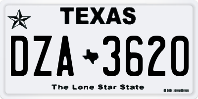 TX license plate DZA3620