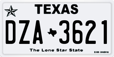 TX license plate DZA3621