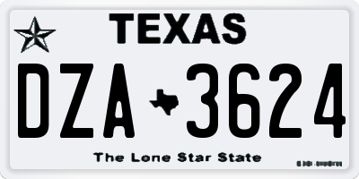 TX license plate DZA3624