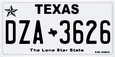 TX license plate DZA3626