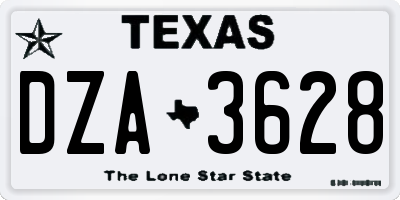 TX license plate DZA3628