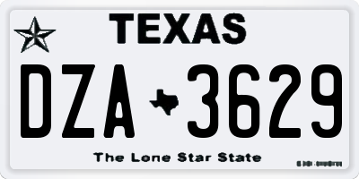 TX license plate DZA3629