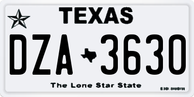 TX license plate DZA3630