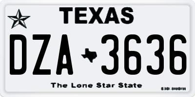 TX license plate DZA3636