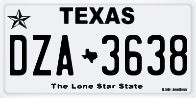 TX license plate DZA3638