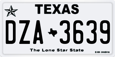 TX license plate DZA3639