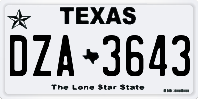 TX license plate DZA3643