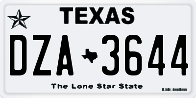 TX license plate DZA3644