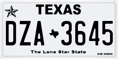 TX license plate DZA3645