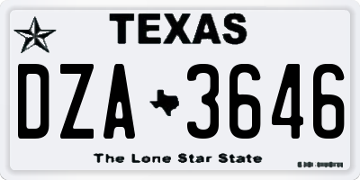 TX license plate DZA3646