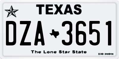 TX license plate DZA3651
