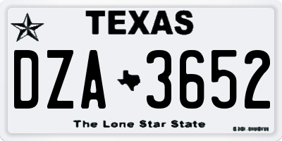 TX license plate DZA3652