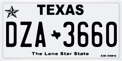 TX license plate DZA3660