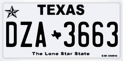 TX license plate DZA3663