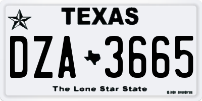 TX license plate DZA3665