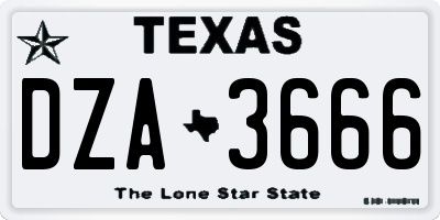 TX license plate DZA3666