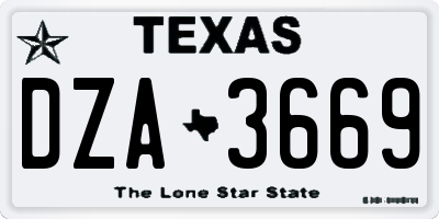 TX license plate DZA3669