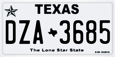 TX license plate DZA3685