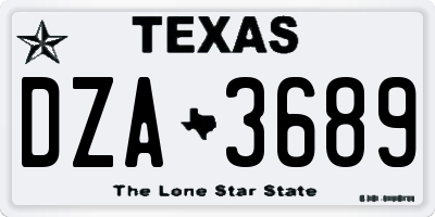 TX license plate DZA3689