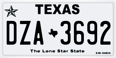 TX license plate DZA3692