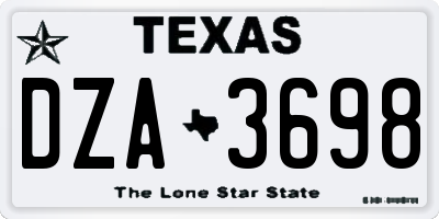 TX license plate DZA3698