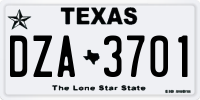 TX license plate DZA3701