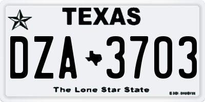 TX license plate DZA3703