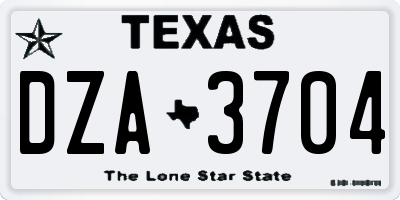 TX license plate DZA3704