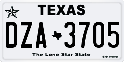 TX license plate DZA3705