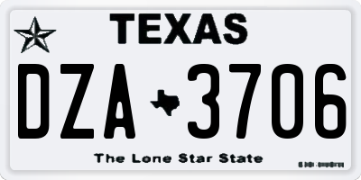 TX license plate DZA3706