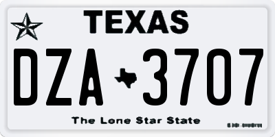 TX license plate DZA3707
