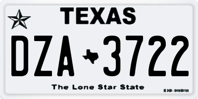 TX license plate DZA3722