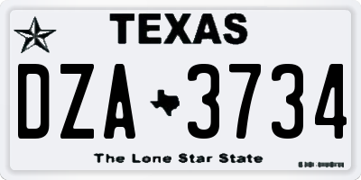 TX license plate DZA3734