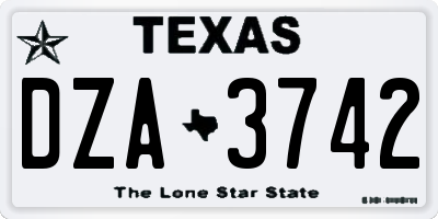 TX license plate DZA3742