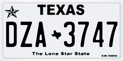 TX license plate DZA3747