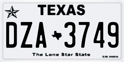 TX license plate DZA3749
