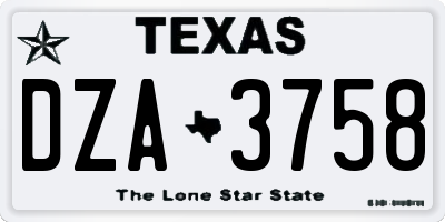 TX license plate DZA3758