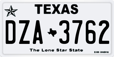 TX license plate DZA3762