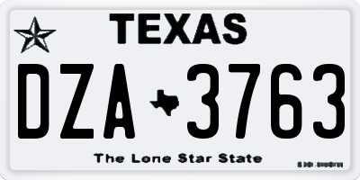 TX license plate DZA3763
