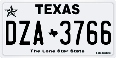 TX license plate DZA3766
