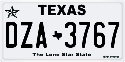 TX license plate DZA3767